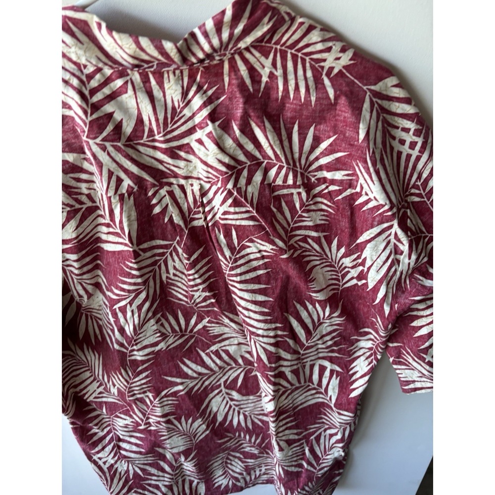 Cooke Street Honolulu Mens XL Hawaiian Shirt Burgundy Palm Leaf Made in HI - Picture 9 of 9